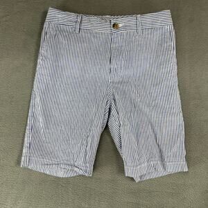 Polo Ralph Lauren Chino Shorts Boys 12 Blue/White Stripe Classic Fit Seersucker‎
